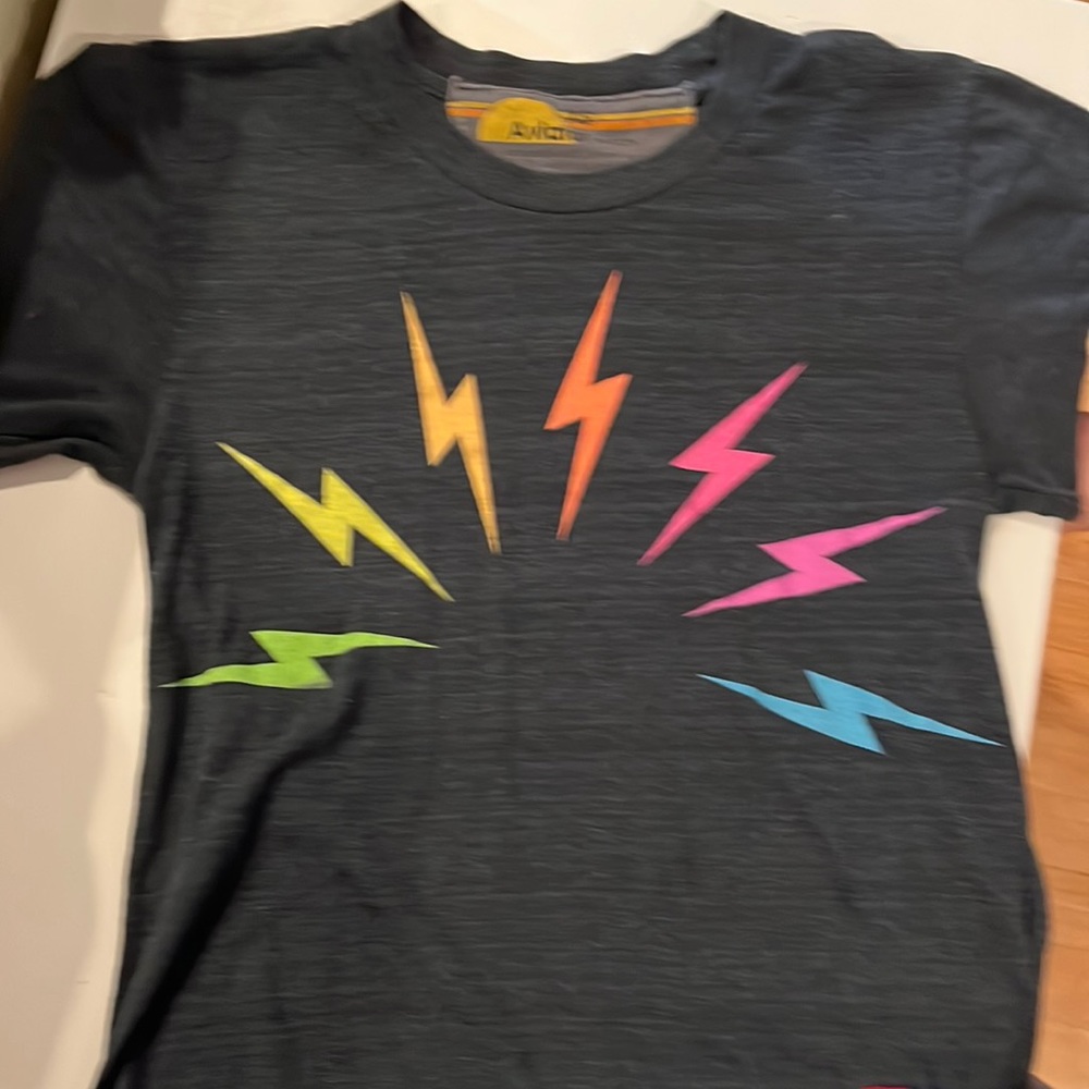Women’s small -XS tee- aviator nation crop tee- lightening bolt